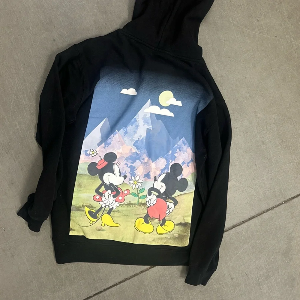 Disney Black Mickey Mouse Pullover Hoodie with White Graphic - Picture 3 of 3